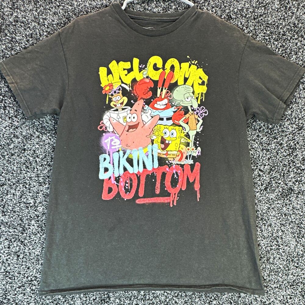 SpongeBob SquarePants Welcome to Bikini Bottom Men's Black Graphic Tee M
